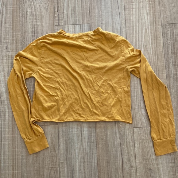 Long Sleeved Mustard Yellow Crop Top. - Picture 2 of 3